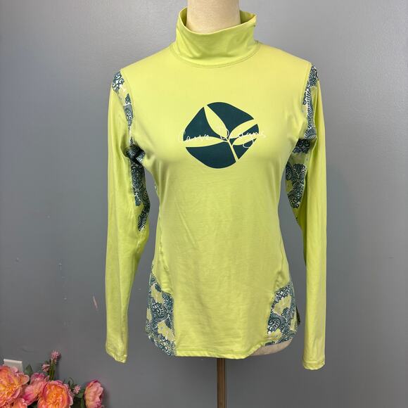 Carve Designs Surf Apparel Rash Guard Long Sleeve High Neck Top Large USA Yellow - Picture 1 of 8